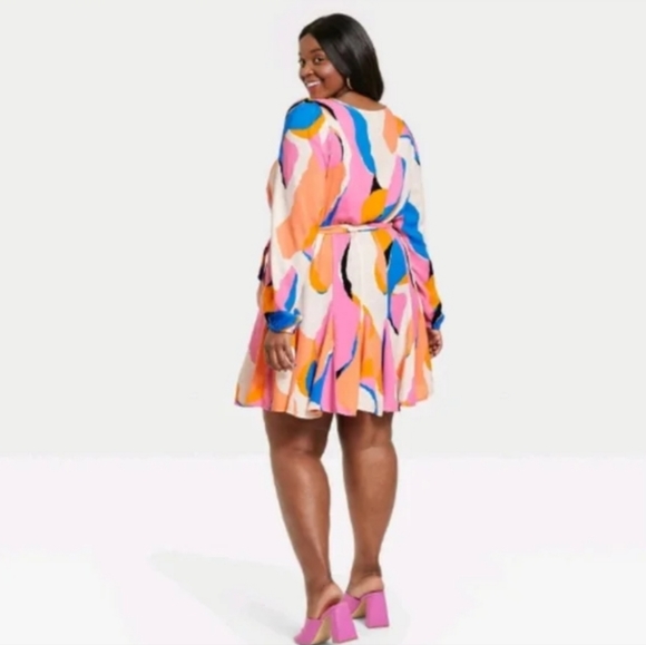 Women's Ava & Viv Balloon Long Sleeve Woven Dress Size 3X NO BELT NWOT - Picture 3 of 6